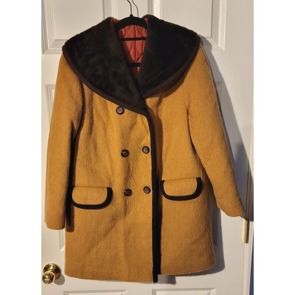 Vintage 50's / 60's Martins Tan Wool Jacket Mink Fur Collar Quilted Lining RARE